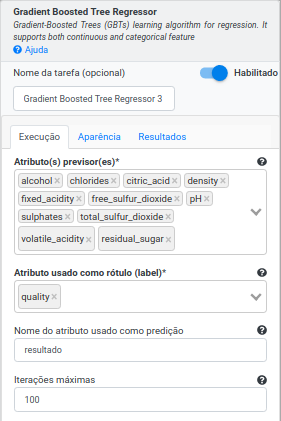 Formulário Gradient Boosted Tree Regressor - parte 1